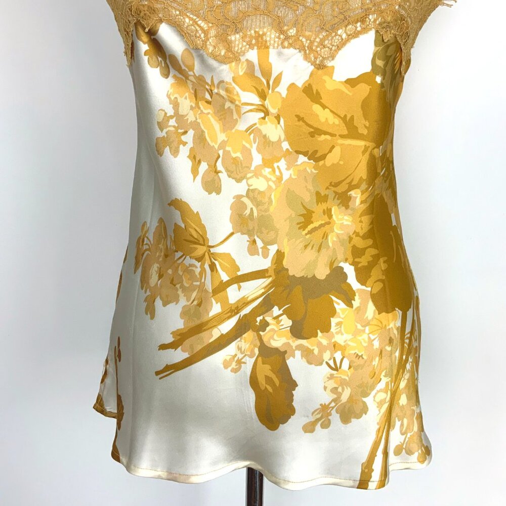 New Gold Hawk Silk Golden Bloom Claire Camisole Top Sz M - Picture 9 of 16